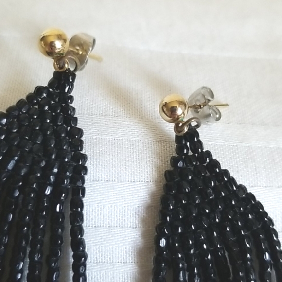 Black Copper Bead Earrings - Picture 3 of 4